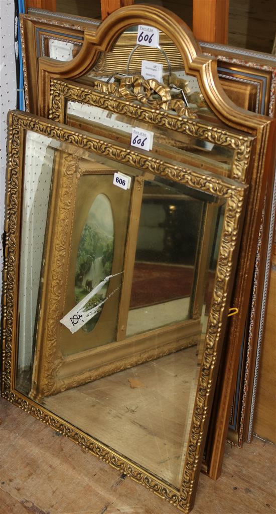 4 various gilt wall mirrors